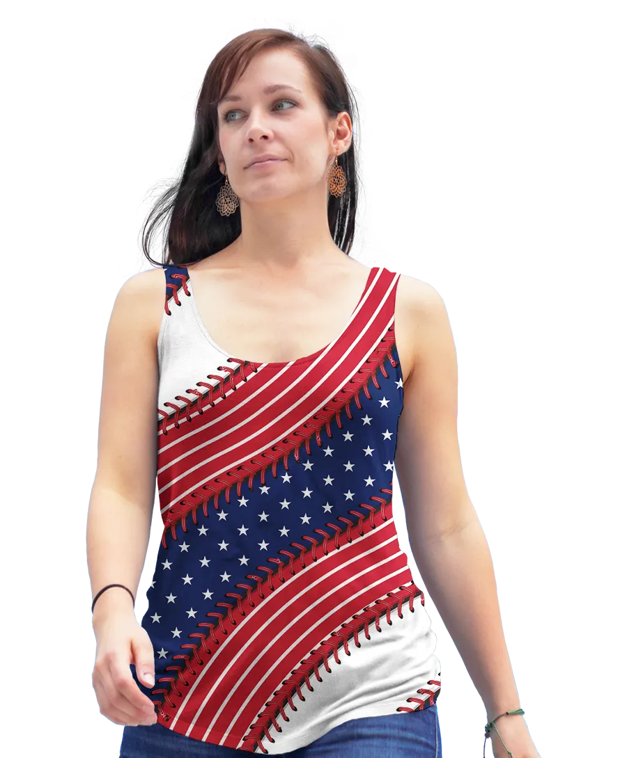 Washington Baseball Stitches Racerback Tank Top
