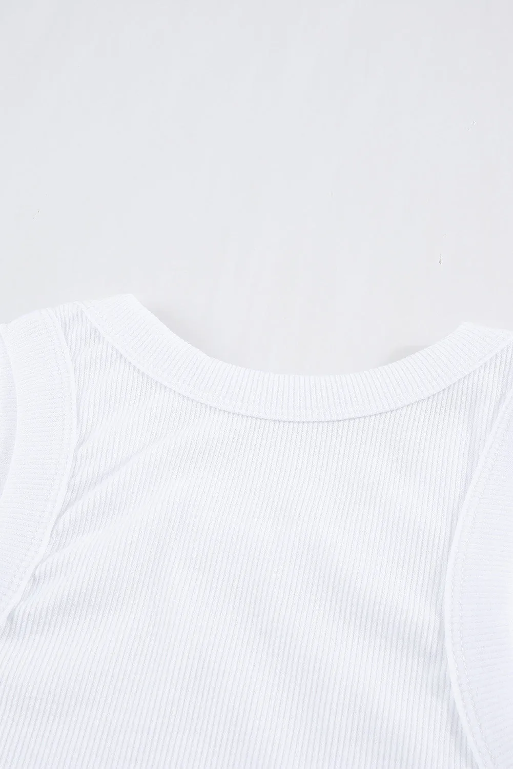 White Fashion Bodycon Tight Ribbed Tank Top