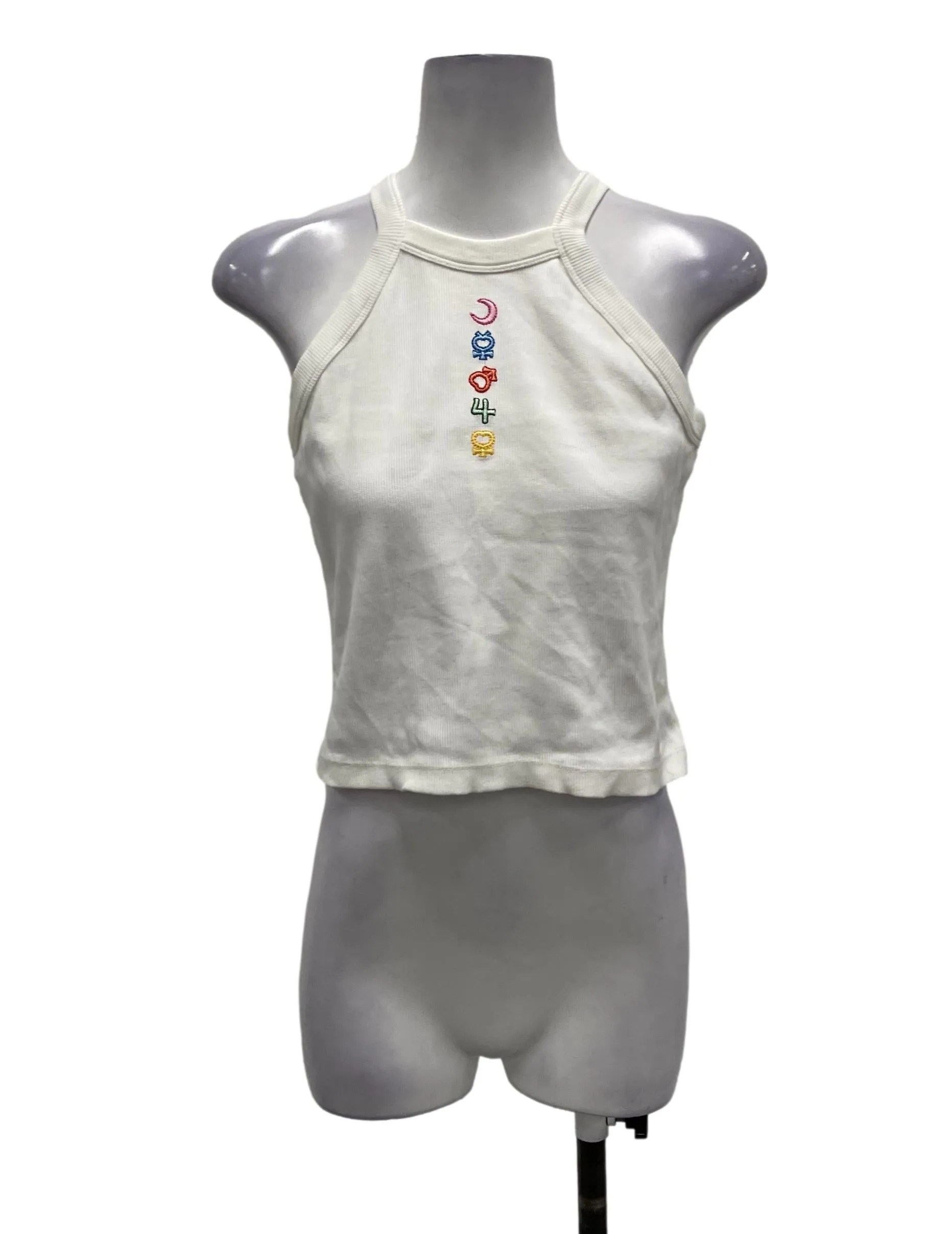 White Ribbed Halter Tank