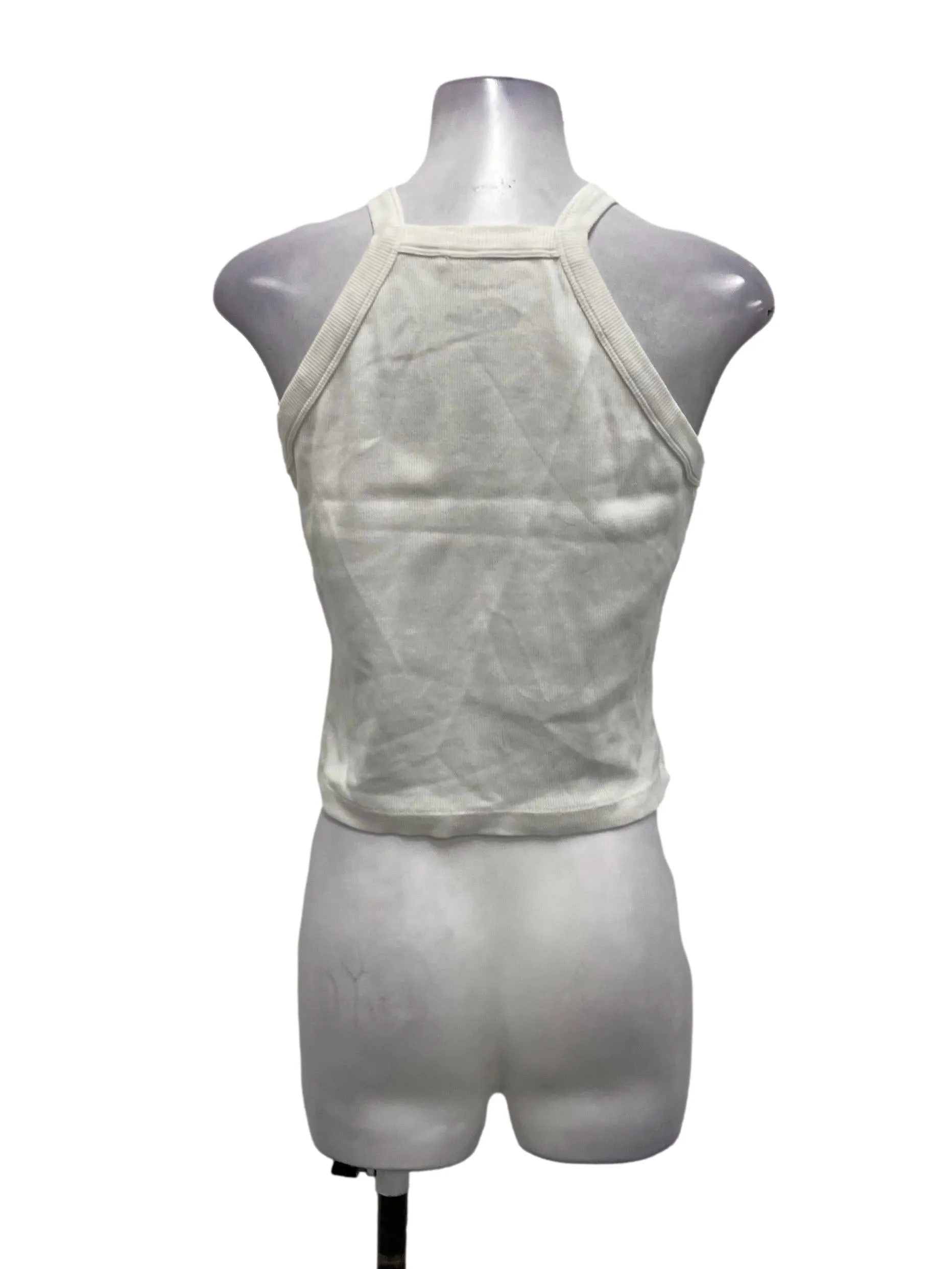 White Ribbed Halter Tank