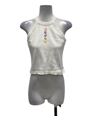 White Ribbed Halter Tank