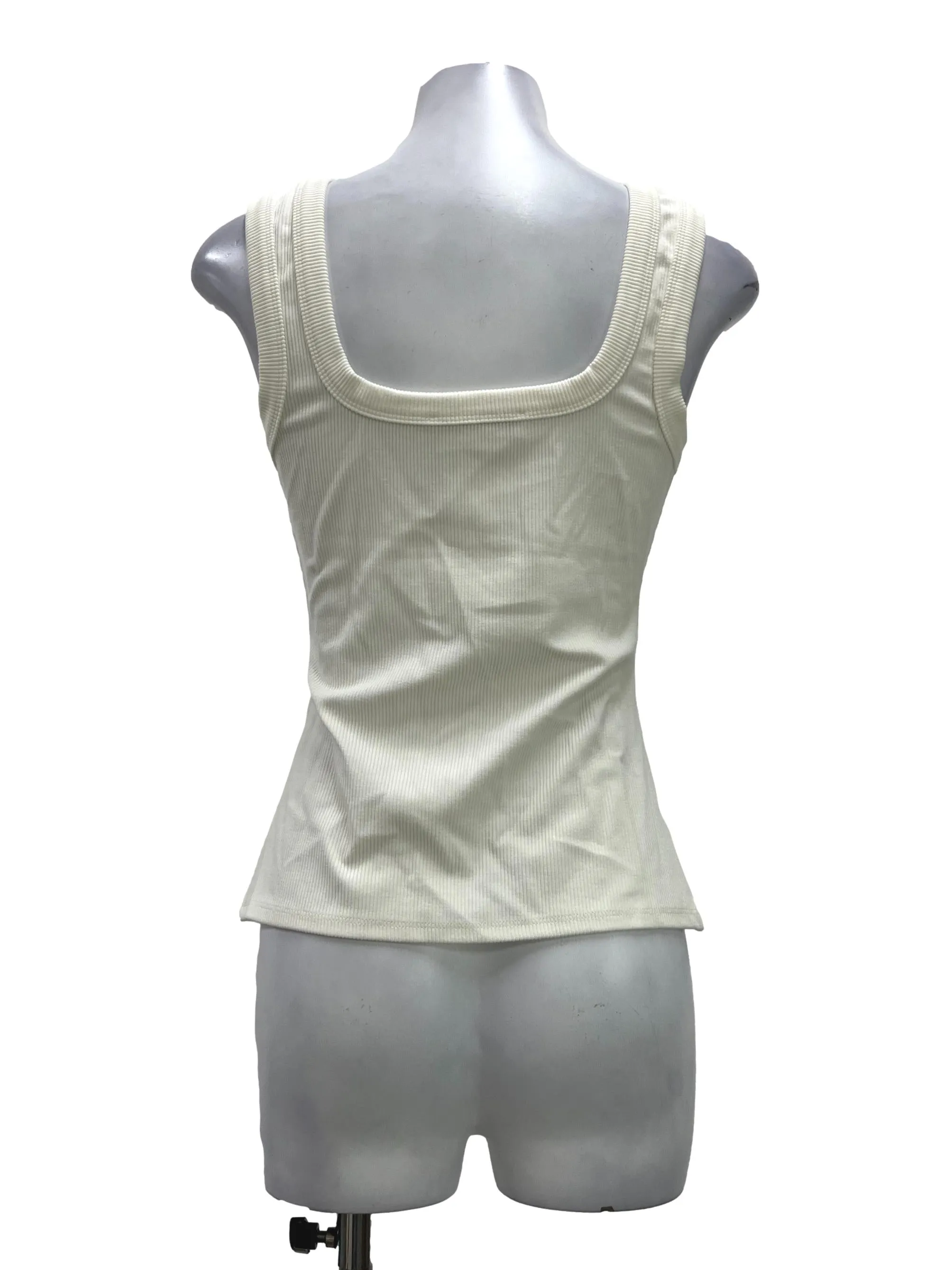 White Ribbed Tank Top