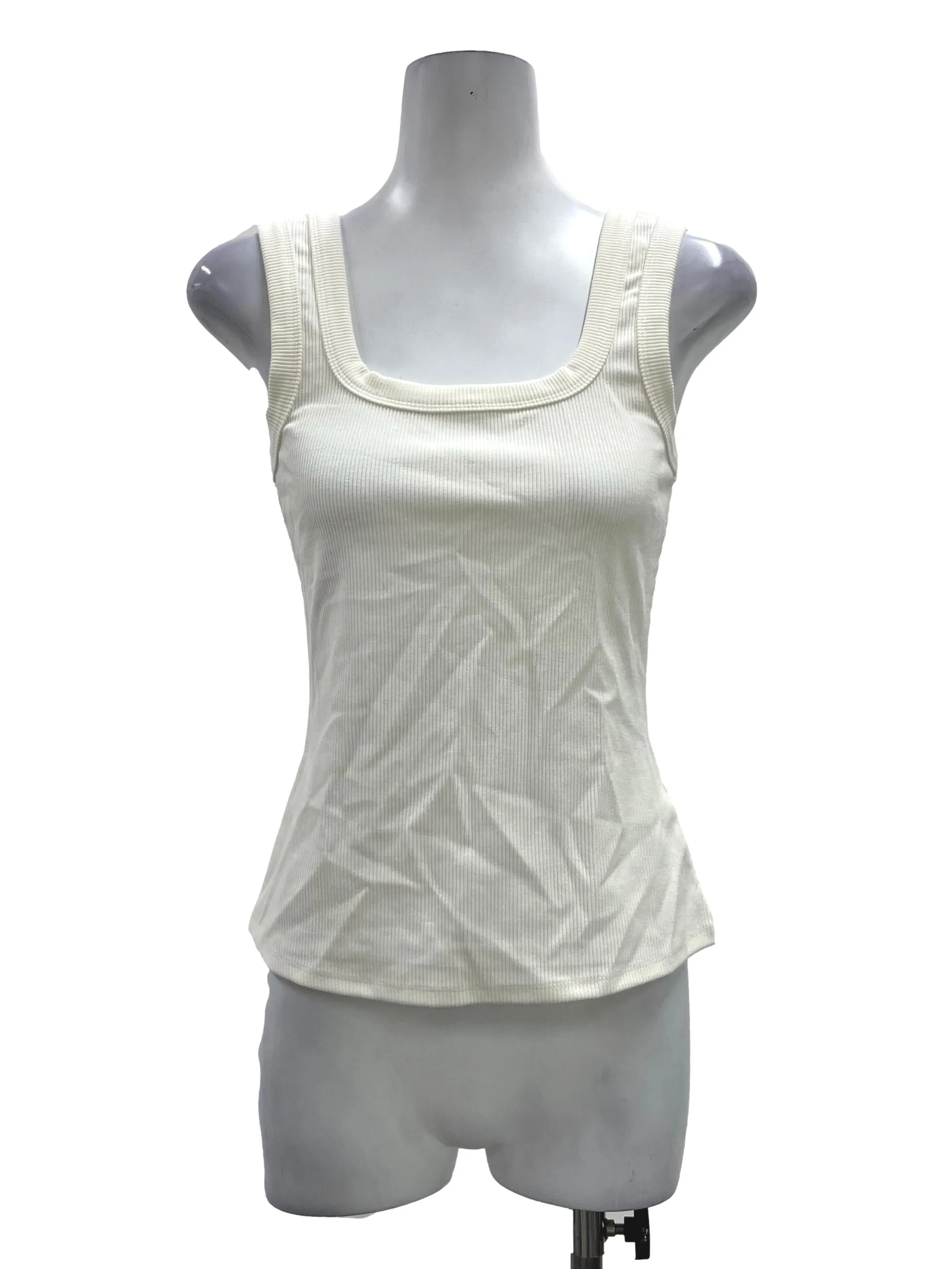 White Ribbed Tank Top