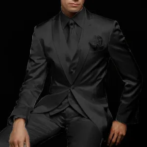 White Slim Fit Mens Suit for Wedding Groom Tuxedos 3 Piece Custom Satin Male Fashion Set Jacket with Pants Vest Latest Style