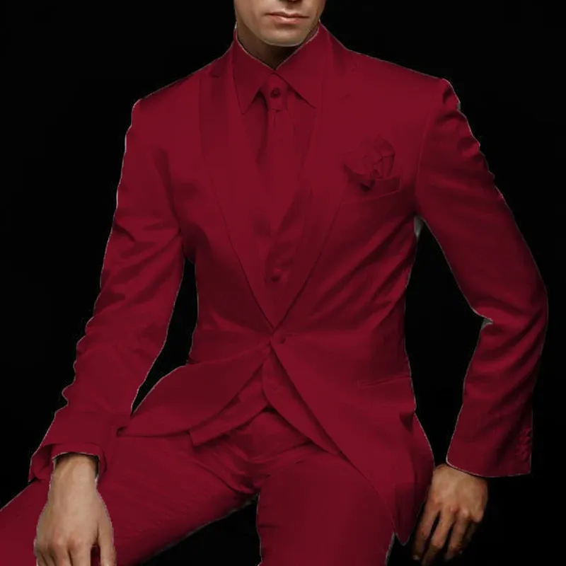 White Slim Fit Mens Suit for Wedding Groom Tuxedos 3 Piece Custom Satin Male Fashion Set Jacket with Pants Vest Latest Style