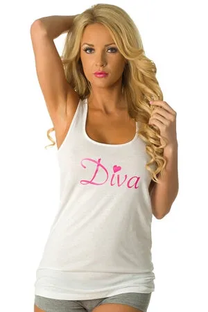 White/Pink Diva Tank Top