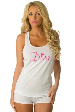 White/Pink Diva Tank Top
