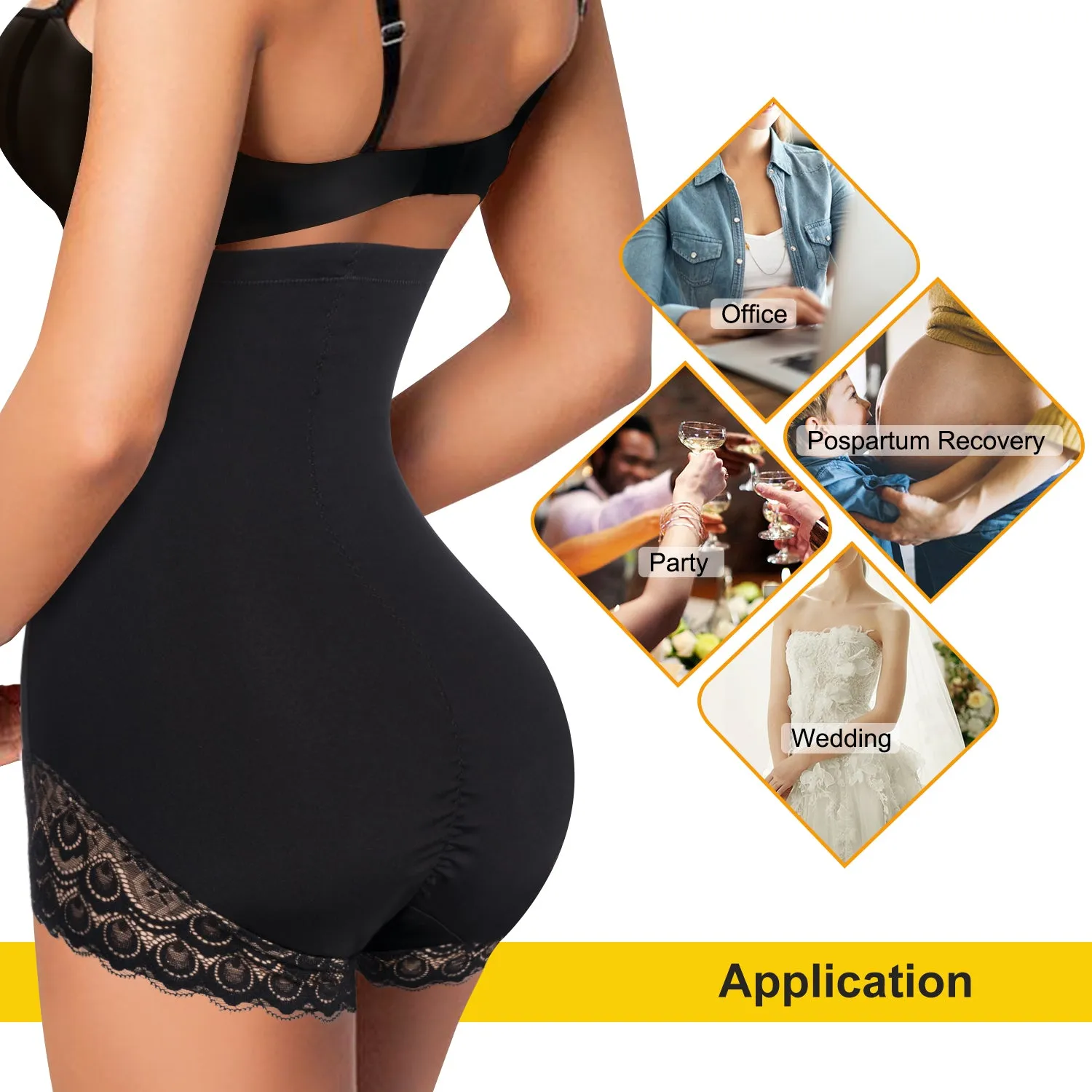 Women Tummy Control Panties High Waist Girdle Slimmer Lace Briefs Underwear