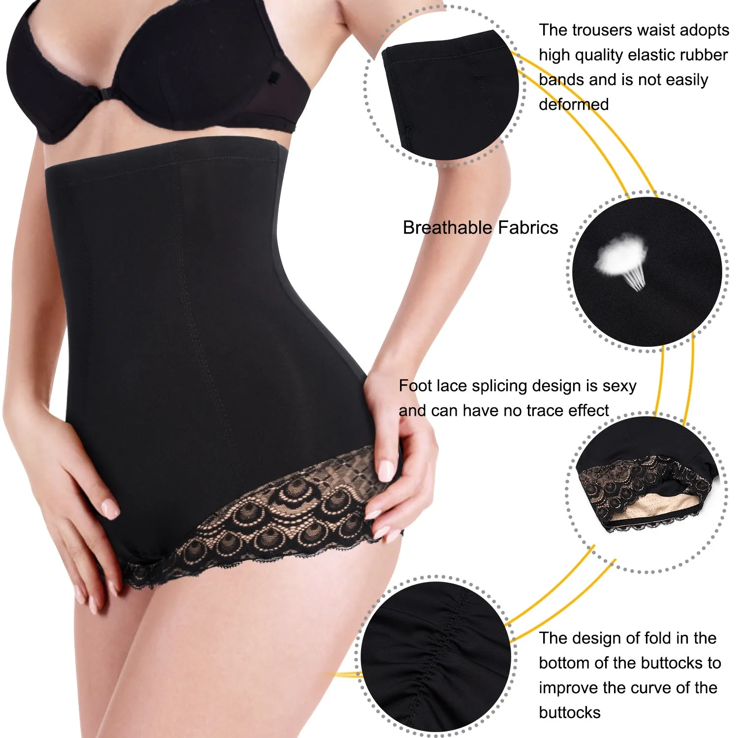Women Tummy Control Panties High Waist Girdle Slimmer Lace Briefs Underwear
