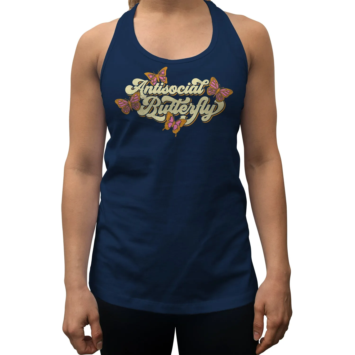 Women's Antisocial Butterfly Racerback Tank Top