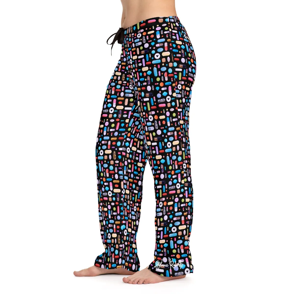 Women's Black Pill Grid Pajama Pants