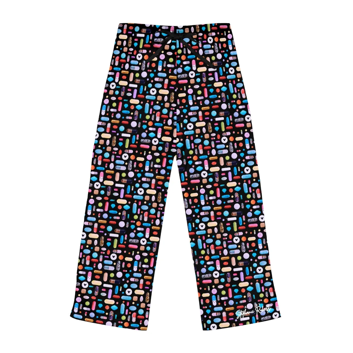 Women's Black Pill Grid Pajama Pants