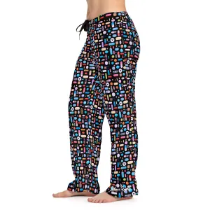 Women's Black Pill Grid Pajama Pants