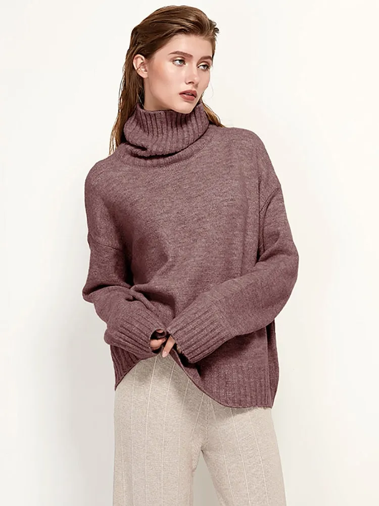 Womens Knitted Wool Turtleneck Sweater