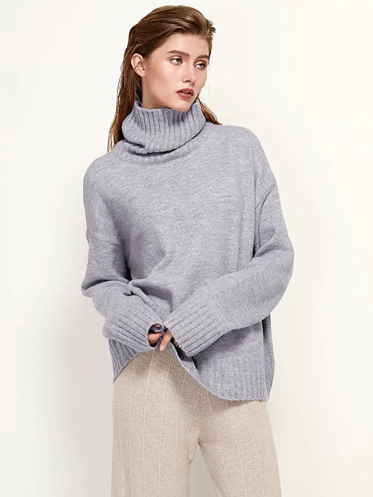 Womens Knitted Wool Turtleneck Sweater