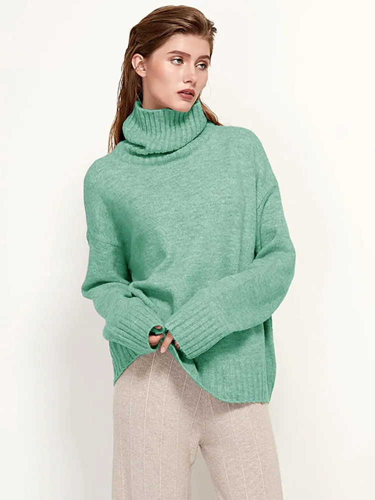 Womens Knitted Wool Turtleneck Sweater
