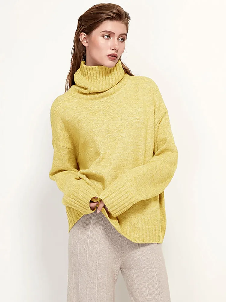 Womens Knitted Wool Turtleneck Sweater