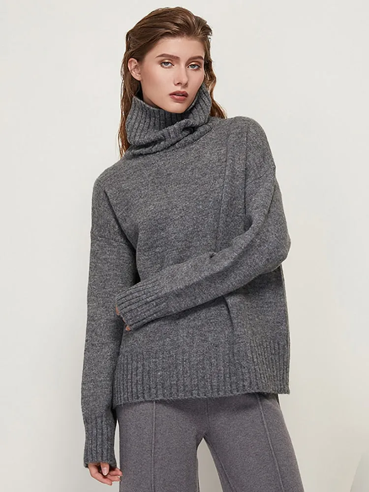Womens Knitted Wool Turtleneck Sweater