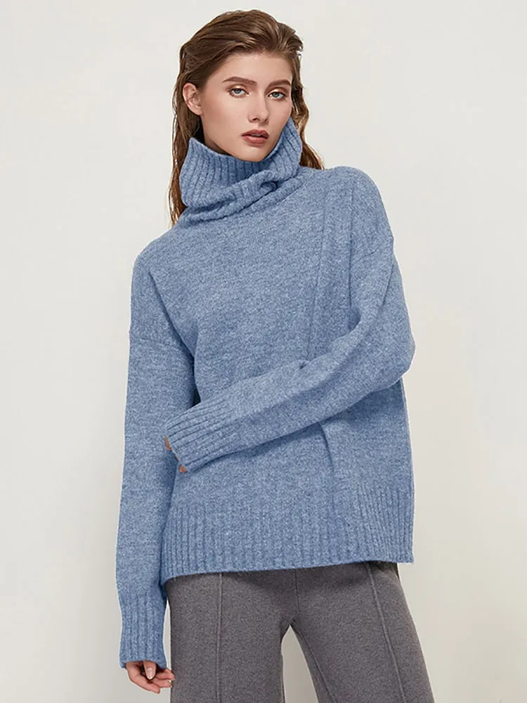 Womens Knitted Wool Turtleneck Sweater