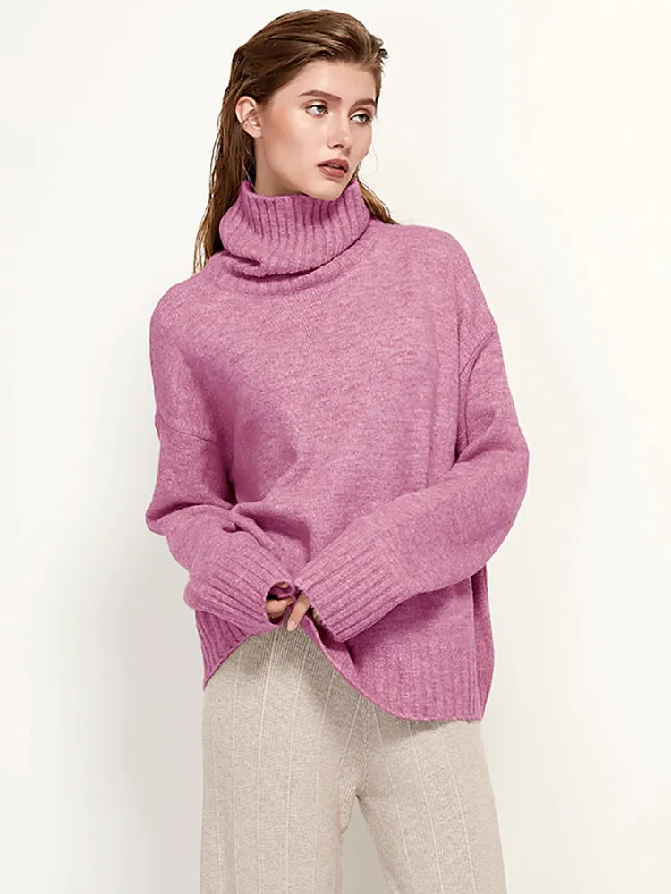 Womens Knitted Wool Turtleneck Sweater