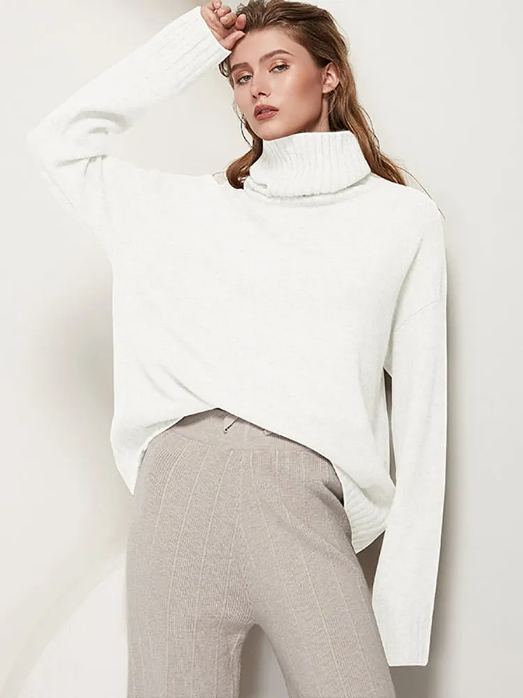 Womens Knitted Wool Turtleneck Sweater