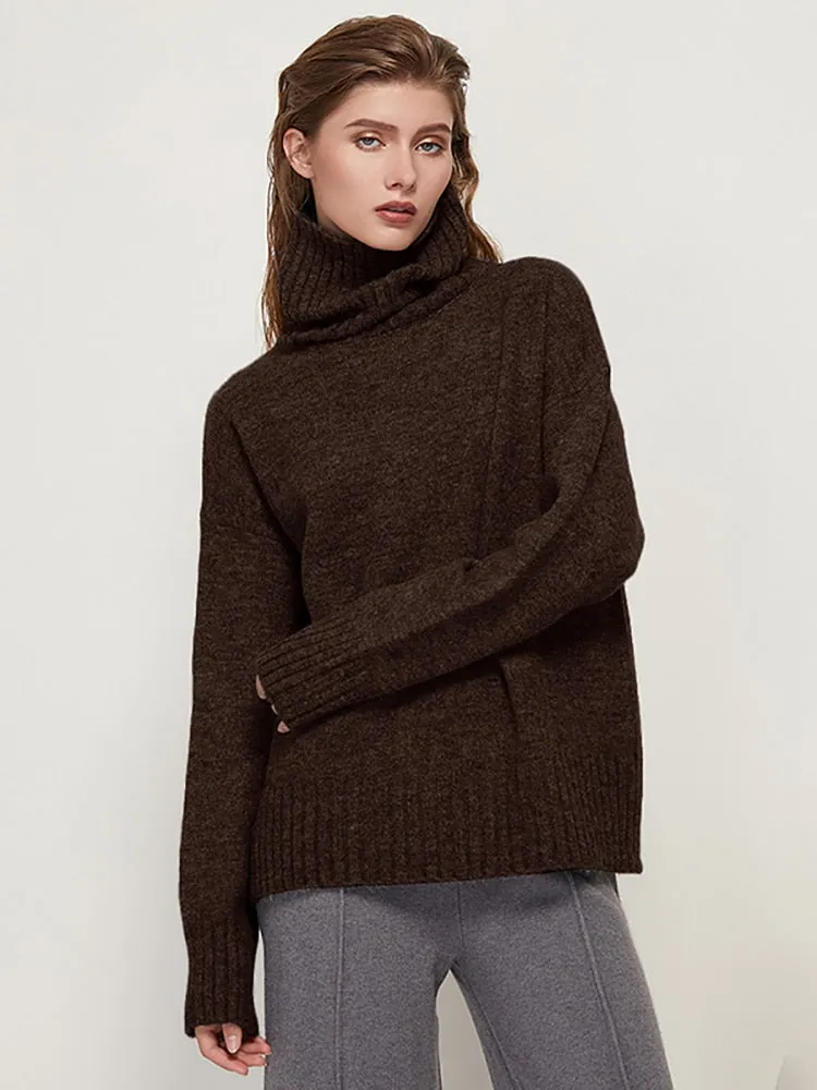 Womens Knitted Wool Turtleneck Sweater