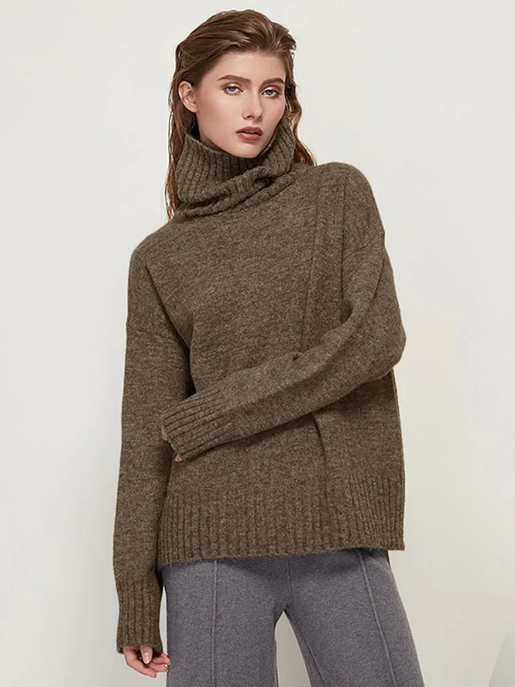 Womens Knitted Wool Turtleneck Sweater
