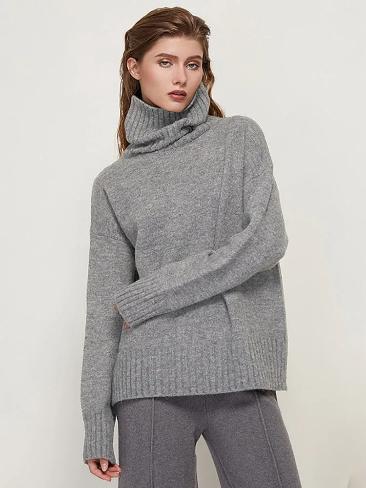 Womens Knitted Wool Turtleneck Sweater