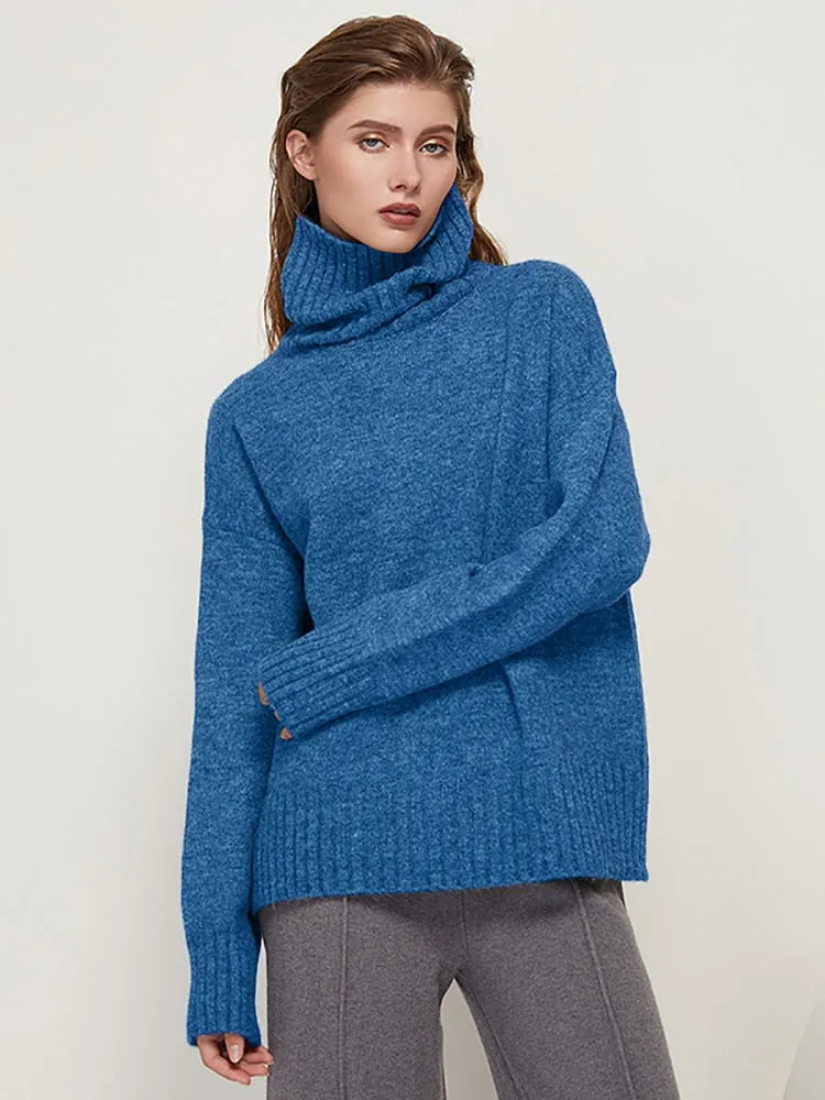 Womens Knitted Wool Turtleneck Sweater