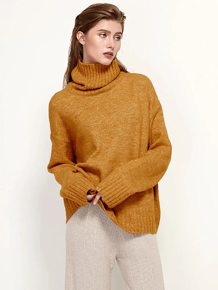 Womens Knitted Wool Turtleneck Sweater