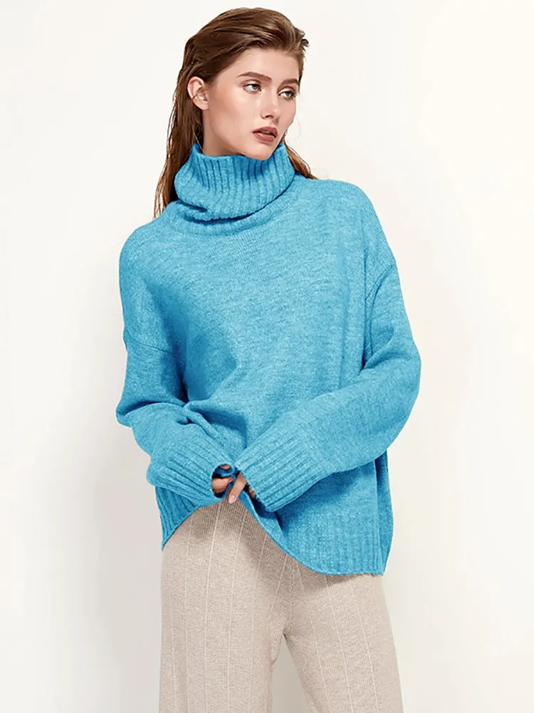 Womens Knitted Wool Turtleneck Sweater