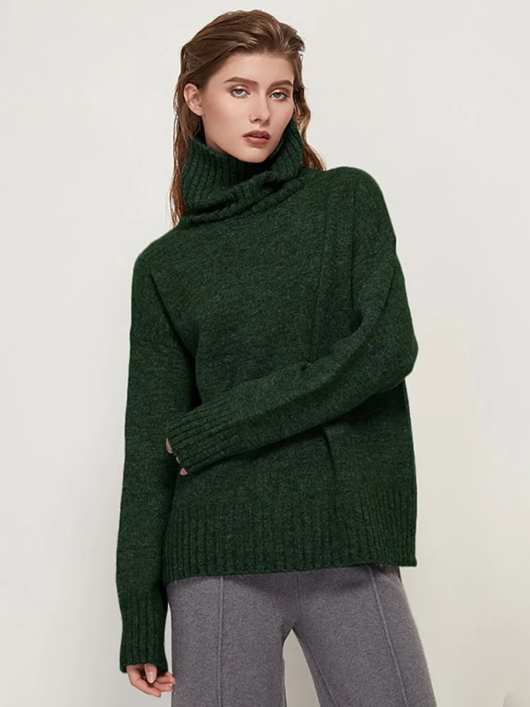 Womens Knitted Wool Turtleneck Sweater