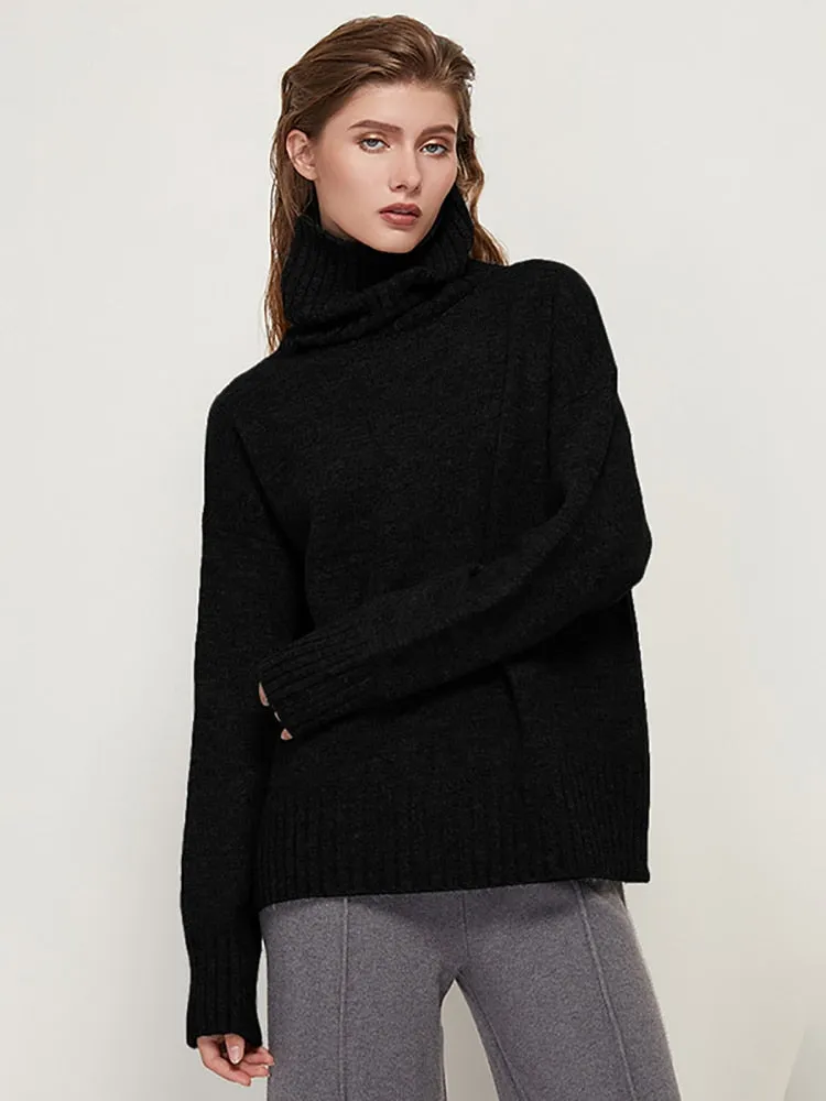 Womens Knitted Wool Turtleneck Sweater