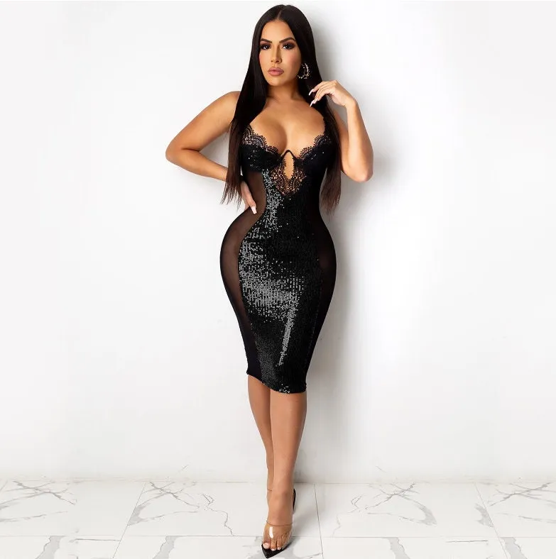 Womens Lace Dress | Sexy Lace Dress | Sequin Dress | Womens Bodycon Dress