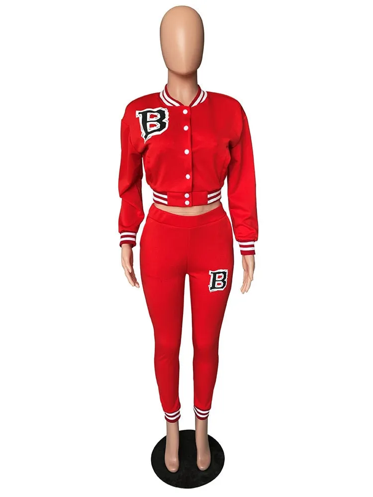 Women's Moto & Biker Letter Print  Jogging Suit