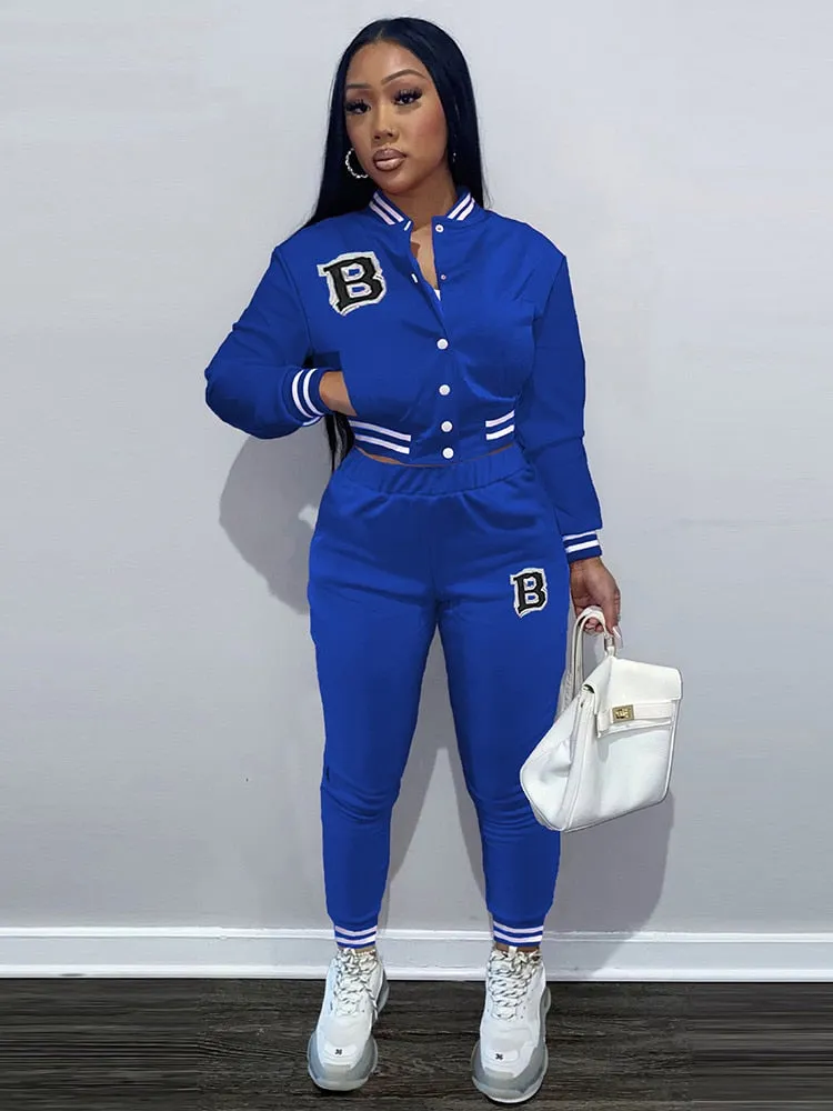 Women's Moto & Biker Letter Print  Jogging Suit