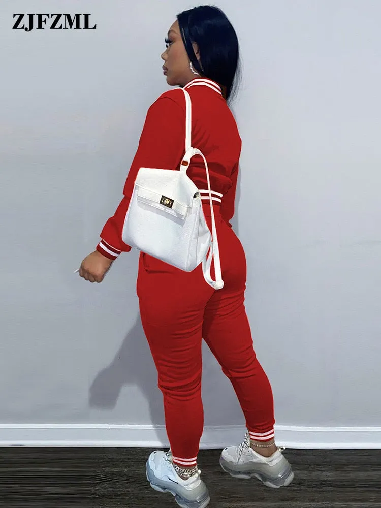 Women's Moto & Biker Letter Print  Jogging Suit