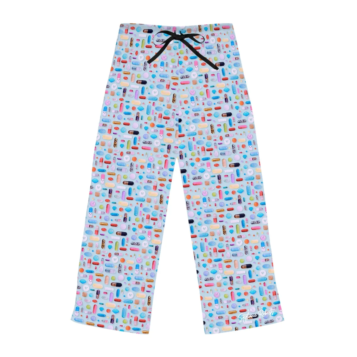 Women's Pale Blue Pill Grid Pajama Pants