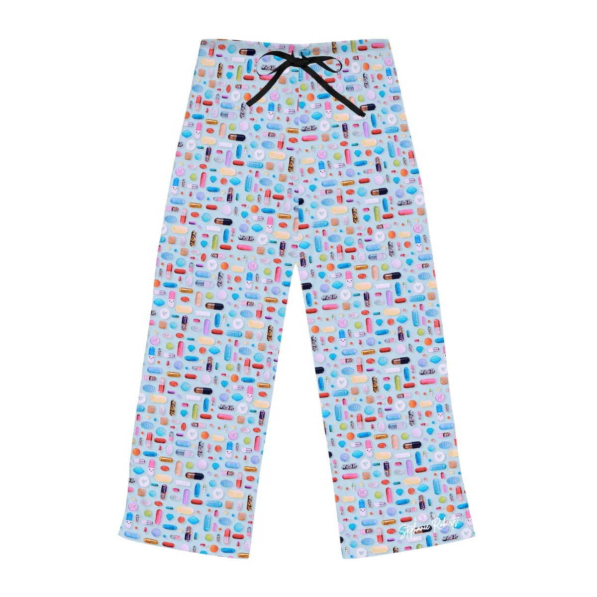 Women's Pale Blue Pill Grid Pajama Pants