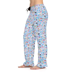 Women's Pale Blue Pill Grid Pajama Pants
