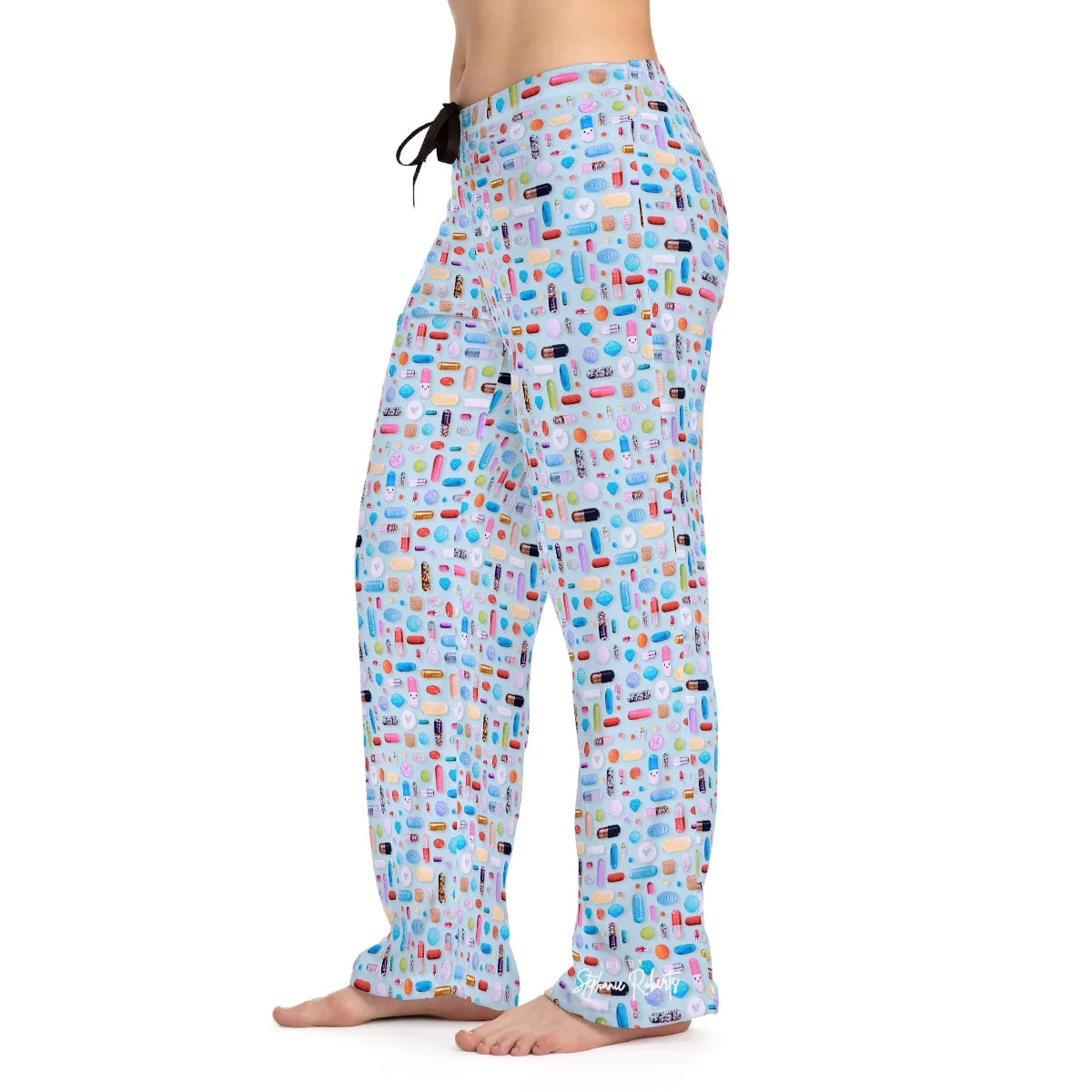 Women's Pale Blue Pill Grid Pajama Pants