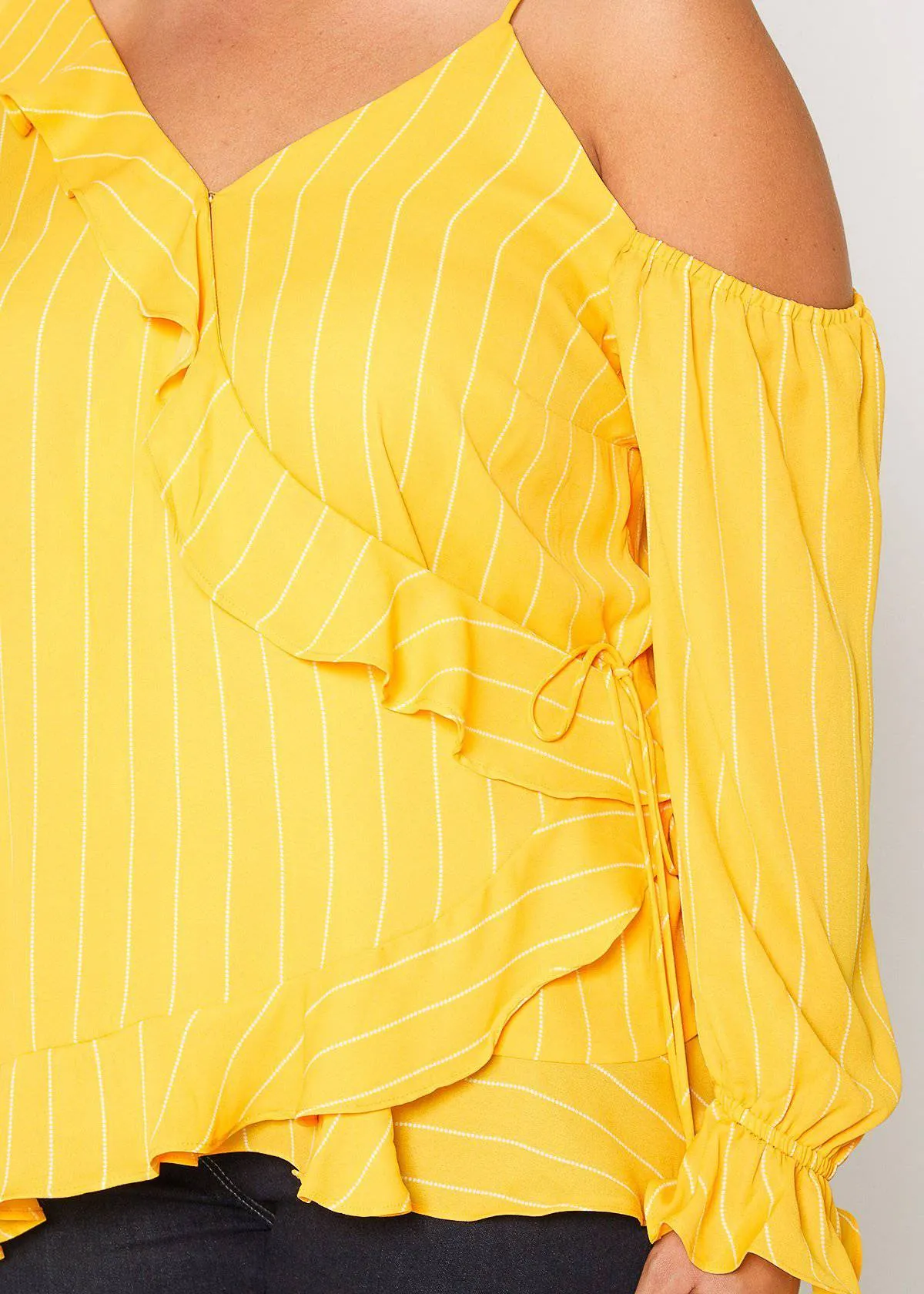 Women's Plus Size Asymmetrical Shoulder Ruffle Blouse