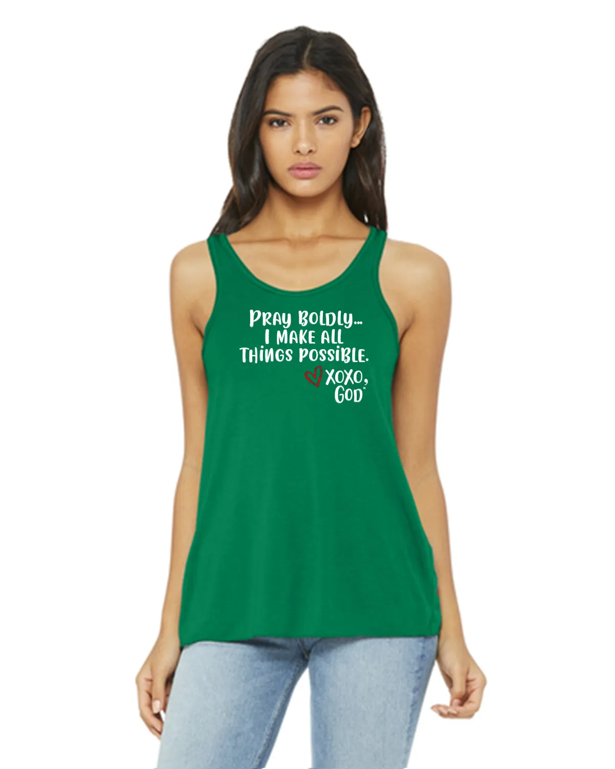 Women's Racerback Tank - Pray Boldly. I make all things possible.