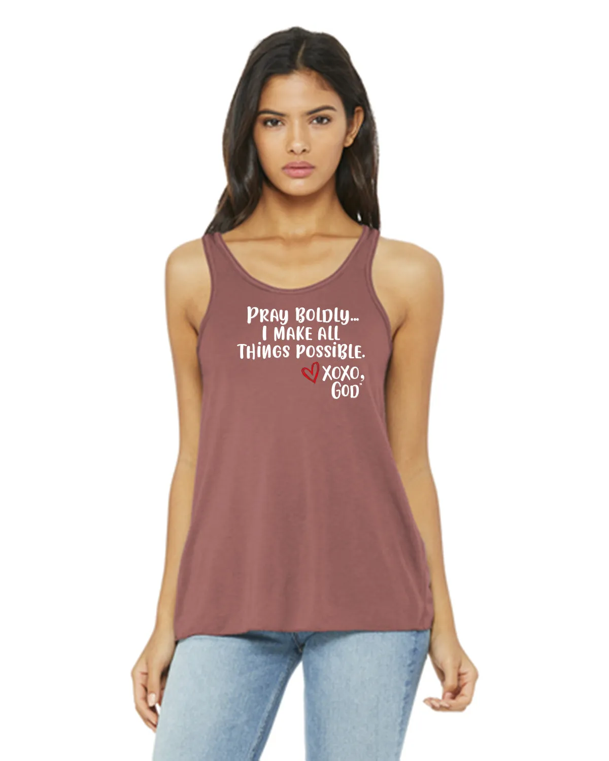 Women's Racerback Tank - Pray Boldly. I make all things possible.