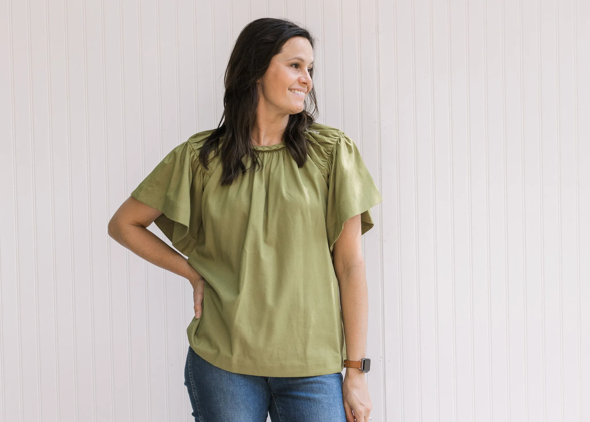 X Martini Olive Braided Neck Top