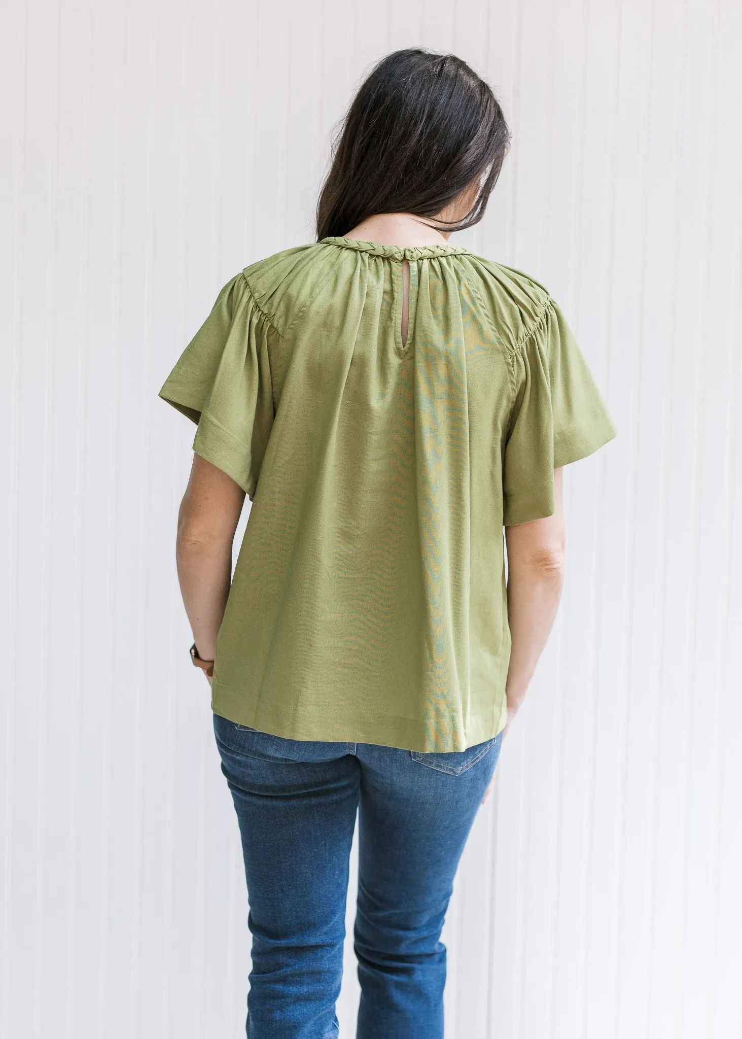 X Martini Olive Braided Neck Top