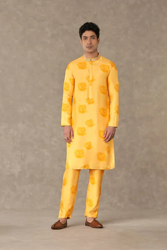 Yellow Gulaab Kurta Set With Pants