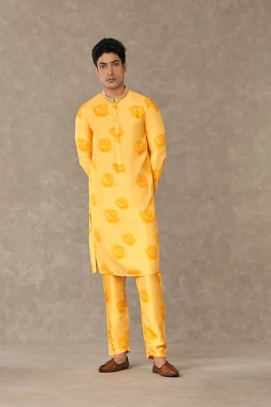 Yellow Gulaab Kurta Set With Pants