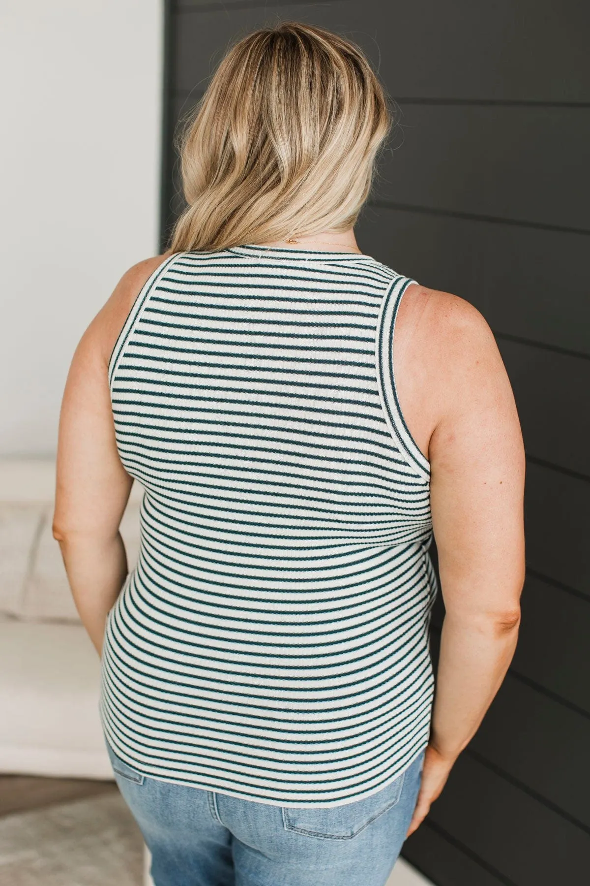 Your Every Wish Striped Tank Top- Ivory & Jade