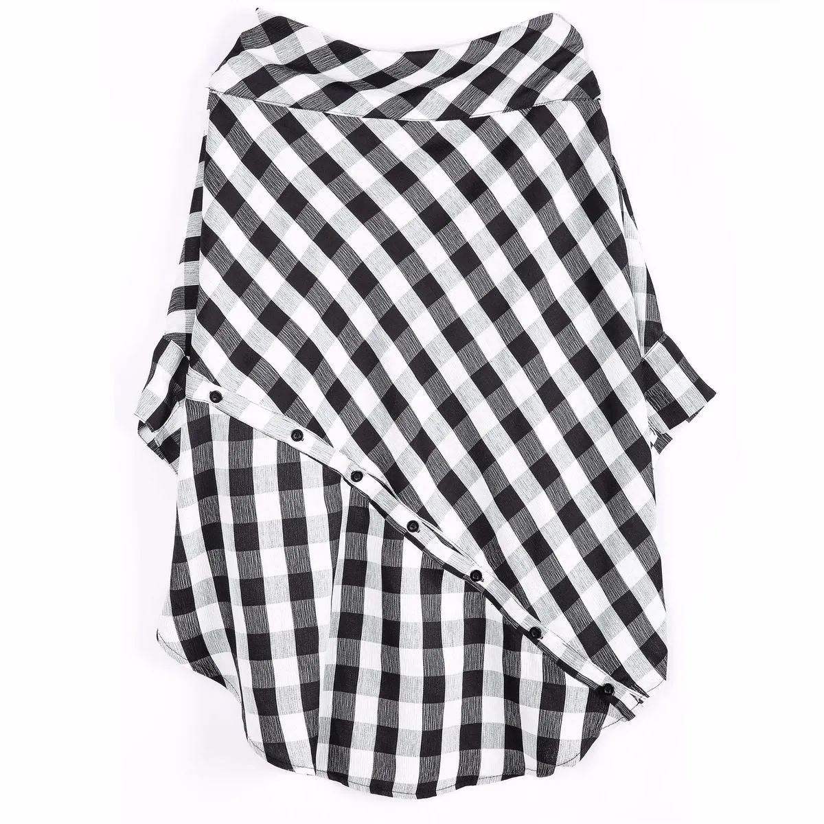 Yuki Checkered Slash Neck Blouse